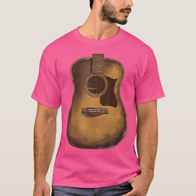 T-shirt Guitare acoustique rustique Amateurs de musique Vi (Devant)