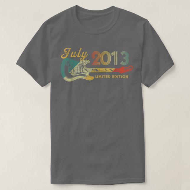 T-shirt Guitare Amant 9 ans Cadeaux Juillet 2013 Limited E (Design devant)