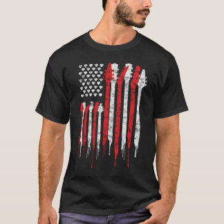 T-shirt Guitare américaine Rouge Blanc Patriotique