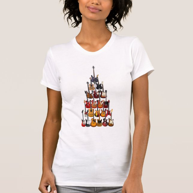 T-shirt Guitare Arbre de Noël Musique Rock Light (Devant)