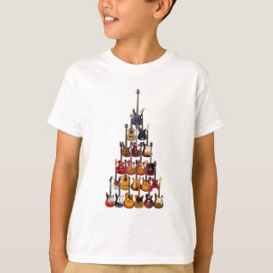 T-shirt Guitare Arbre de Noël Musique Rock Light