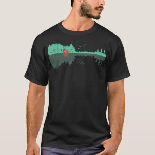 T-shirt Guitare Arbres Réflexion d'eau Art - Musiciens & M