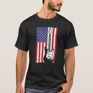 T-shirt Guitare cool Américaine Drapeau Pour Hommes Femmes