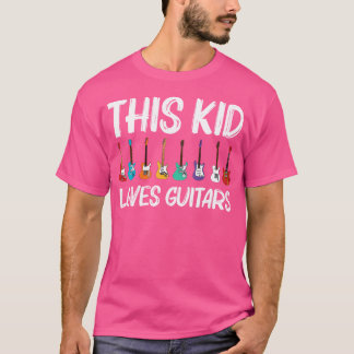 T-shirt Guitare Cool Pour Garçons Guitariste Acoustique Mu