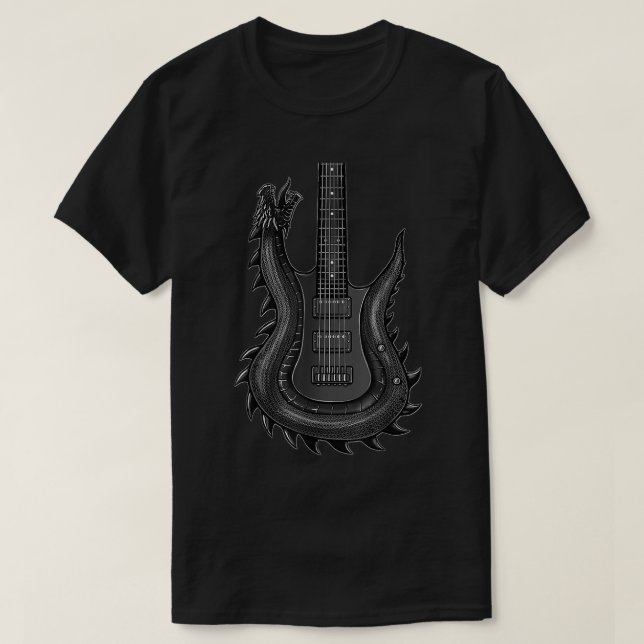 T-shirt Guitare Dragon UniquePour HommesRock N Roll Band M (Design devant)