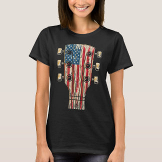 T-shirt Guitare Drapeau Américain 4 Juillet Guitariste Éta