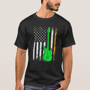 T-shirt Guitare Drapeau Américain Irlandais Saint-Patrick