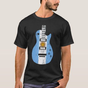 T-shirt Guitare Drapeau Argentine Musicien Vintage