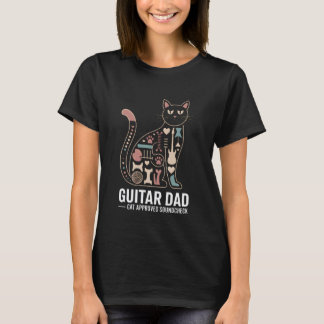 T-shirt Guitare Drôle Papa Chat Approuvé Soundcheck Rétro