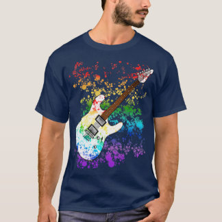 T-shirt Guitare électrique Couleurs arc-en-ciel Musicien g