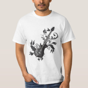 T-shirt Guitare Électrique, Fils Et feuilles Abstraits