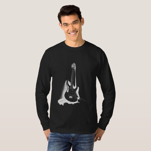 T-shirt Guitare électrique noire et blanche - chemises (Devant entier)