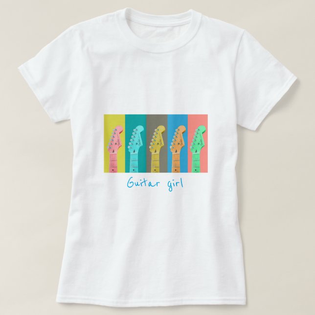 T-shirt Guitare fille pastel rétro musique moderne (Design devant)