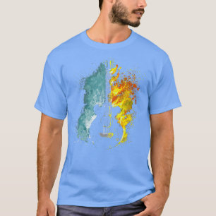 T-shirt Guitare guitare électrique guitare feu et glace mu