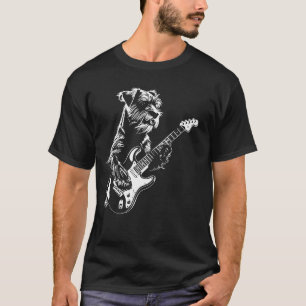 T-shirt Guitare guitariste chien - Schnauzer Papa Maman