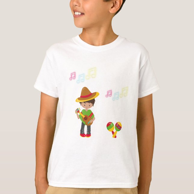 T-shirt Guitare Jouer Hombre avec Maracas Notes musicales (Devant)