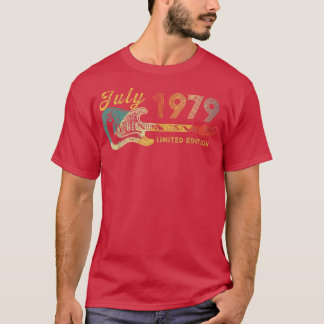 T-shirt Guitare Lover 43 ans Cadeaux Juillet 1979 Limited 