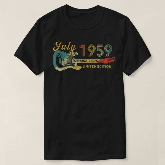 T-shirt Guitare Lover 63 ans Cadeaux Juillet 1959 Limited  (Design devant)