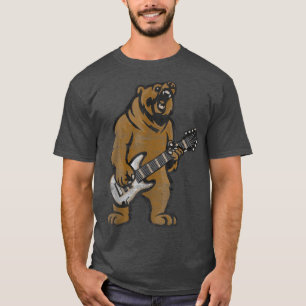 T-shirt Guitare Lover Ours Jouer Basse Guitare Guitare M