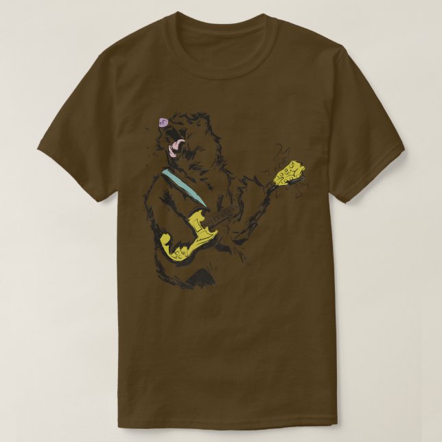T-shirt Guitare Lover Ours Jouer Basse Guitare Guitare M (Design devant)