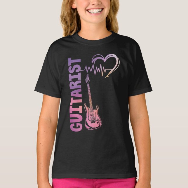 T-shirt Guitare Musique Amour Guitariste Heartbeat (Devant)