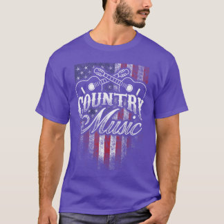 T-shirt Guitare musique country drapeau américain design w