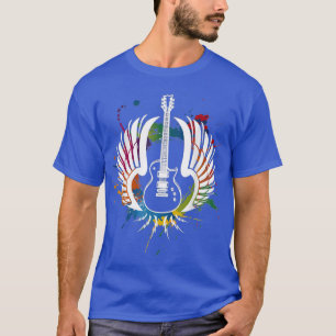 T-shirt Guitare Musique Rock Et Rouleau Aile Aînés Hommes