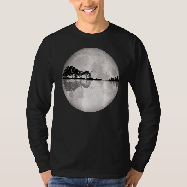 T-shirt Guitare Nature Lune Style Rétro Guitariste (Devant)