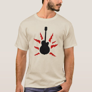 T-shirt guitare noire avec éclair rouge