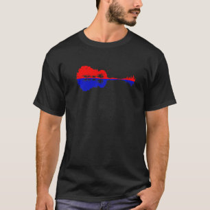 T-shirt Guitare paysage skyline réflexion arbres ville rou