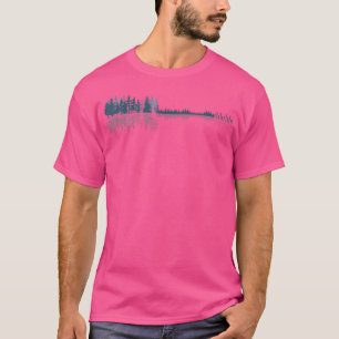 T-shirt Guitare Réflexion Retro Nature Forêt Lac Guitar