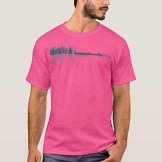 T-shirt Guitare Réflexion Retro Nature Forêt Lac Guitar