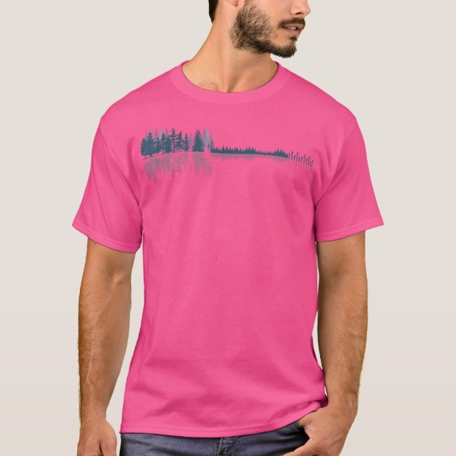 T-shirt Guitare Réflexion Retro Nature Forêt Lac Guitar (Devant)