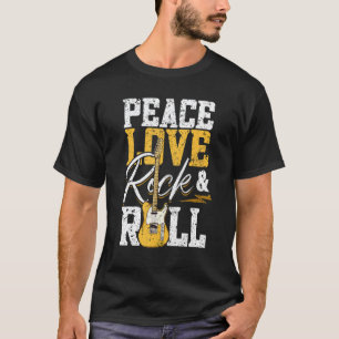 T-shirt Guitare Rock Électronique Peace Love Rock & Roll
