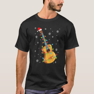 T-shirt Guitare Santa Chapeau lumières Noël Amour Musique 