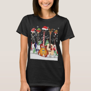 T-shirt Guitare Santa Hat Elf Christmas Tree Musician Swea