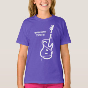 T-shirt Guitare stylisée de texte personnalisé
