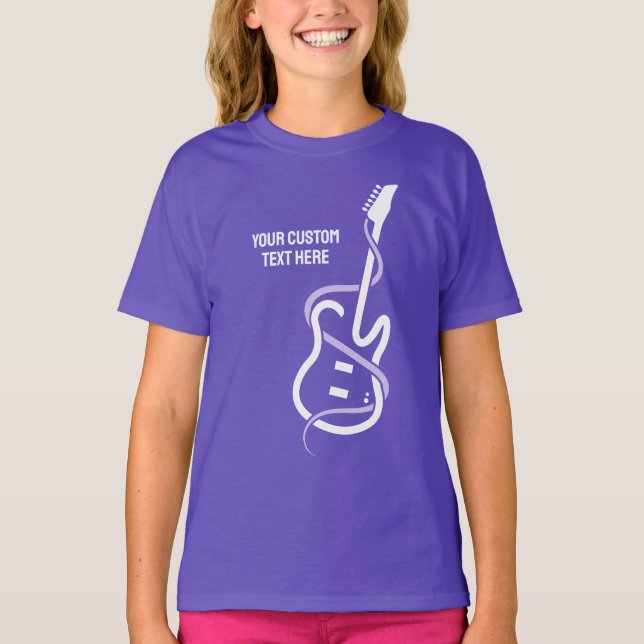 T-shirt Guitare stylisée de texte personnalisé (Devant)