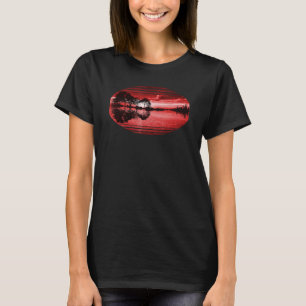 T-shirt Guitare Sunset Sky Trees City Lake Réflexion Styli