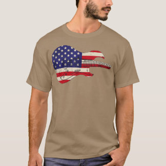 T-shirt Guitare Vintage de drapeau américain correspondant