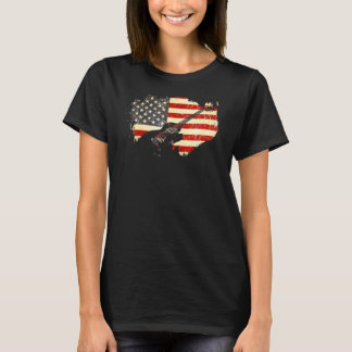 T-shirt Guitare vintage Guitare Américain Drapeau Américai