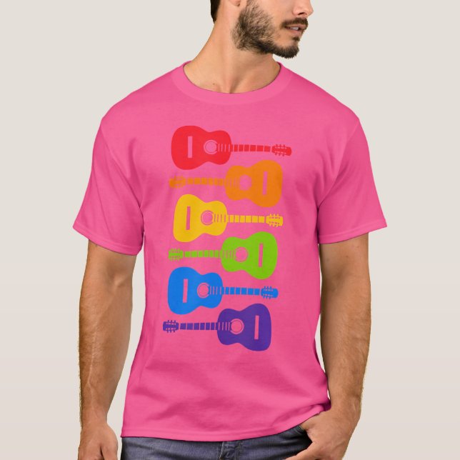 T-shirt Guitares acoustiques arc-en-ciel (Devant)
