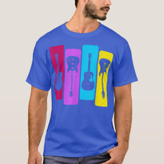 T-shirt Guitares rétro Guitariste Acoustique Electrique Gu