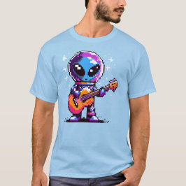 T-shirt Guitariste Alien 8 bits - Musique spatiale Pixel R