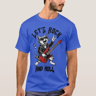 T-shirt Guitariste de chat Rock and Roll Chat RockRoll Vin