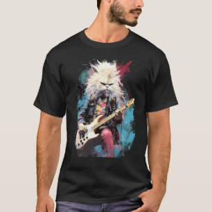 T-shirt Guitariste de rock à la guitare de chat persan