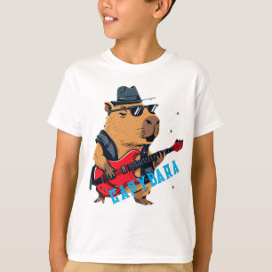 T-shirt Guitariste Électrique Capybara Star du Rock Cool