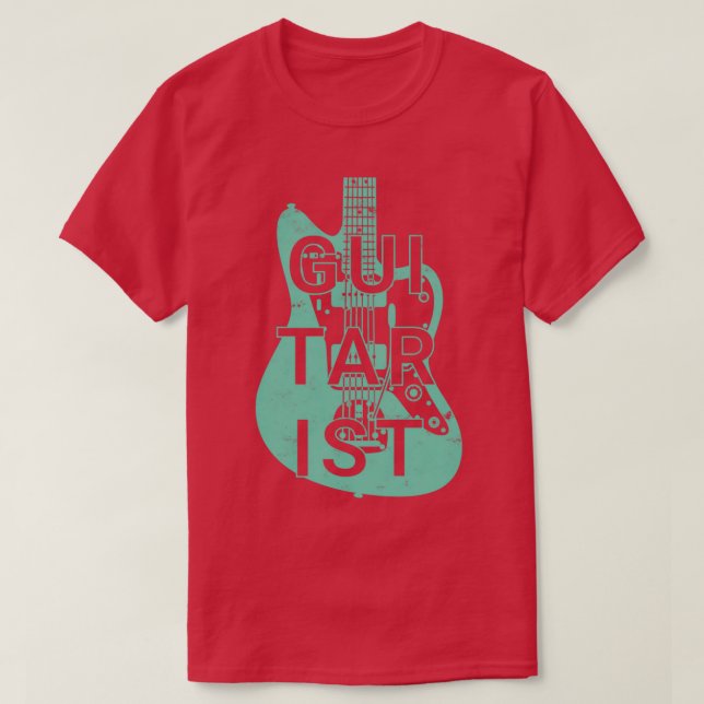 T-shirt Guitariste Électrique Corps de guitare Surf Couleu (Design devant)