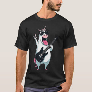 T-shirt Guitariste Licorne de Rock Joueur de Guitare Élect