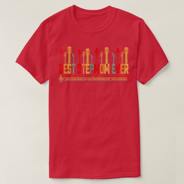 T-shirt Guitariste Mère Meilleur Stepmère Ever Guitare Mèr (Design devant)